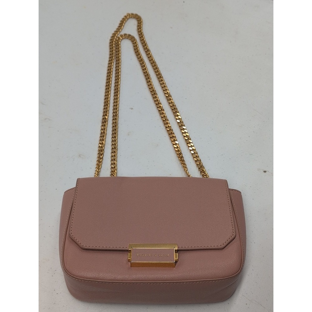 Charles & Keith Pink And Gold Chain adjustable Purse Handbag Unused 8x6x3